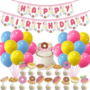 Balon Pastel dua balon huruf manis untuk kembar ulang tahun donat Pesta Ulang Tahun ke-2 dekorasi pesta bayi perempuan KK036