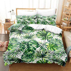 Nhà Máy Nhiệt đới In 3Pcs Bộ Đồ Giường Đặt Máy Có Thể Giặt Gối Tùy Chỉnh Thiết Kế <span class=keywords><strong>3D</strong></span> In Kỹ Thuật Số Polyester Duvet Cover - Product Image 4