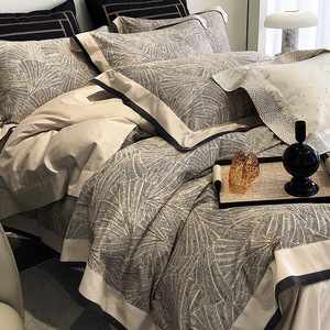 Light Luxury Printed 100% Pure Cotton Four-piece <b>Bedding</b> <b>Set</b> Digital Printing Breathable High-density Fabric Plants And Flowers - Product Image 1