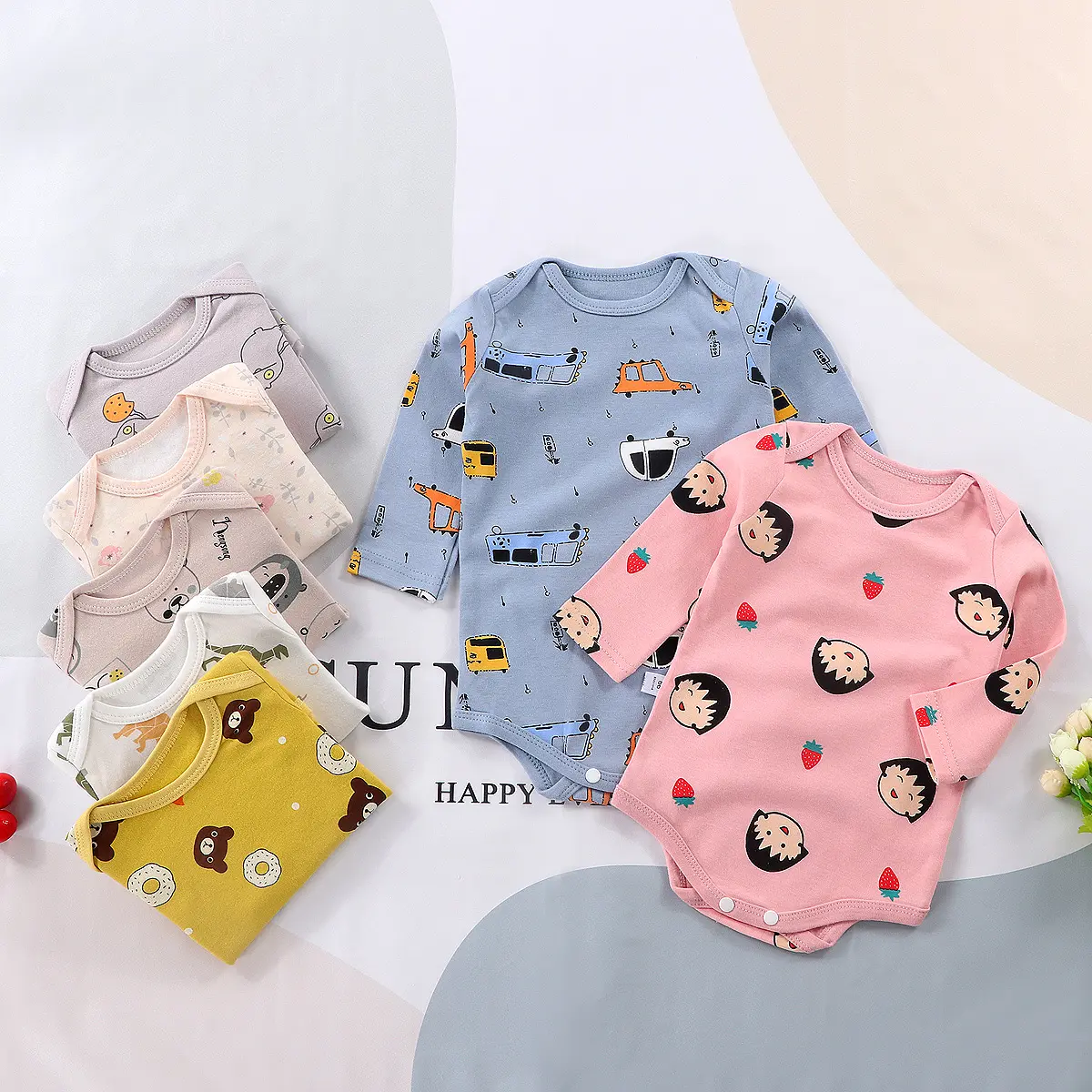 100% Katoenen Baby Rompertjes Baby Kleding Baby Groeit Bodysuit Nieuwe 2023 Zomer Korte Unisex Gebreide Kids Rompertjes D-1