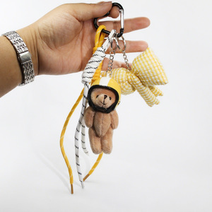 Porte-clés ours en peluche mignon, très populaire, avec breloque cœur en PU et corde tressée, pour clés de voiture, cadeau de couple, pendentif clé - Product Image 5