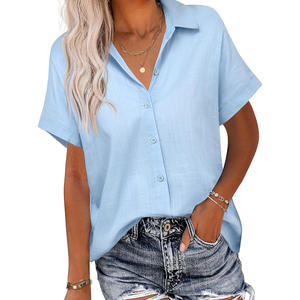 Colección <span class=keywords><strong>de</strong></span> verano 2025 para <span class=keywords><strong>Amazon</strong></span>, nueva camisa <span class=keywords><strong>de</strong></span> <span class=keywords><strong>lino</strong></span> <span class=keywords><strong>de</strong></span> <span class=keywords><strong>mujer</strong></span> europea americana transfronteriza, fiestas con botones <span class=keywords><strong>de</strong></span> Color sólido - Product Image 4