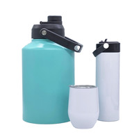 Bouteille d'eau en acier inoxydable 128oz en métal grande capacité voyage noir personnalisé avec poignée pichet d'eau d'un gallon