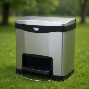 Cestino per Rifiuti con Pedale in Acciaio Inox Rubbermaid 15 L Nero Bidone Commerciale - Product Image 3