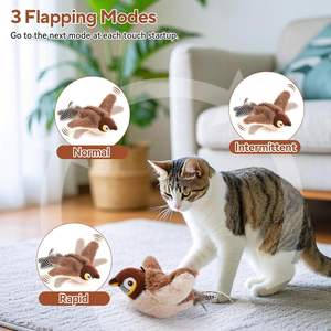 2025 nuevo juguete de pájaro aleteo de peluche recargable eléctrico inteligente para gatos juguete interactivo de Gorrión activado por tacto para gatos - Product Image 3