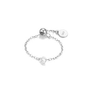 925 Minimalist Style Zircon <b>Open</b> Silver/Gold Chain <b>Ring</b> for Fashion Women - Product Image 1