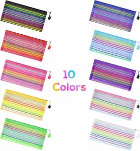 Transparent Colorful Plastic <b>Document</b> Pouch Bag <b>Document</b> <b>Holder</b> Nylon Mesh Zipper Pouch for Students and Exam Makeup Storage Bag - Product Image 4