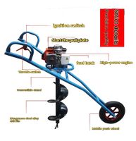 Tarière thermique commerciale à une roue, moteur essence 5 CV, haute productivité pour sols et terres congelées, avec tarière en acier au manganèse