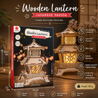Kit de bricolage lanterne en bois, modèle en contreplaqué découpé au laser avec lumière, assemblage facile, décoration d'intérieur, cadeau créatif fait main