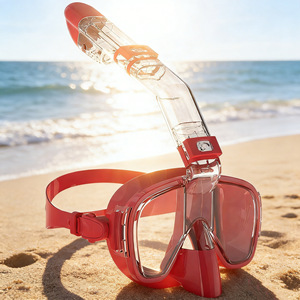 Transparent Half Face Diving Mask With Dry Snorkel Waterproof Anti Fog High Definition Vision For Adults Swimming And Diving - Product Image 2