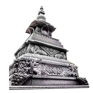 Escultura de Pagoda y Torre de Piedra de Granito Natural, Estilo Budista Tibetano Antiguo, para Jardín - Product Image 1