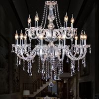 Lámpara de Araña de Cristal con Marco de Hierro Estilo Europeo para Sala de Estar, 6/8 Cabezas, Luz LED Blanca Neutra, Fácil Instalación, 2 Años de Garantía