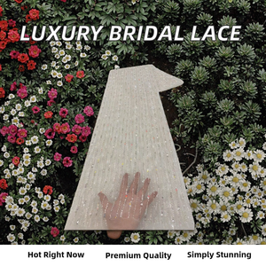 NI.AI French Beaded Lace <strong>Fabric</strong> Luxury White Bridal Wedding Tulle <strong>Net</strong> <strong>Sequins</strong> Pearls New Fashion Eco-Friendly Handmade 3D - Product Image 2
