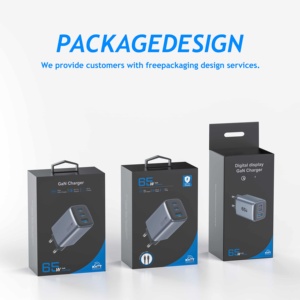 KYT 65W GaN <strong>Multi</strong> Port Retractable <strong>USB</strong>-C Phone Charger Smart Foldable Wall Plug Cable Compatible EU/US Socket OTP Laptop - Product Image 5