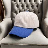 Casquette de baseball en velours côtelé à 6 panneaux à la mode personnalisée Casquette de camionneur vintage avec motif de feuilles bicolore pour hommes et femmes