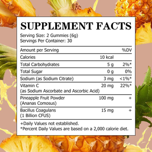 OEM ODM Women's Probiotic Balance Gummies with Vitamin Pineapple Fruit Powder Support Immune Antioxidant Slow Skin Aging - Product Image 2