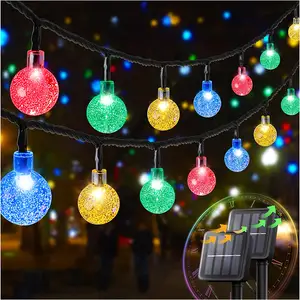 Color Changing Girls Bedroom Ambient Lighting Crystal Globe Ball Fairy Light Solar Bubble String Lights for Halloween