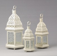 Grandes lanternes marocaines décoratives en verre imprimé et fer doré, porte-bougie pour mariage