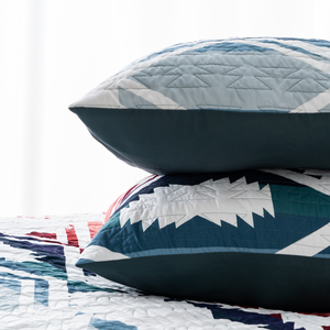 طقم أغطية سرير بنمط غربي ونسيج أزتك، لحاف مبطن من الألياف الدقيقة بنقوش هندسية، غطاء سرير بوهيمي - Product Image 3