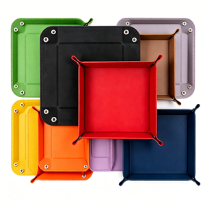 Wholesale Custom Logo PU Leather DND <b>Dice</b> Tray with Snap Button and Suede lining Folding Design for RPG DND Board Games - Product Image 1