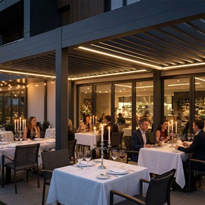 Pergola <span class=keywords><strong>en</strong></span> aluminium <span class=keywords><strong>de</strong></span> qualité industrielle avec revêtement ignifuge, longueurs personnalisées pour projets commerciaux, gazebo à structure <span class=keywords><strong>en</strong></span> aluminium - Product Image 1