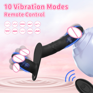 10 Kecepatan Vibrator Ganda yang Dapat Dipakai untuk Wanita Pasangan Lesbian, Vibrator Dildo Tanpa Tali Strap on Dildo Mainan Seks Dewasa Wanita - Product Image 2