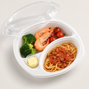<b>Microwave</b> Safe 3 Compartment PP Takeaway Food Container with OPS <b>Lid</b> - Product Image 1
