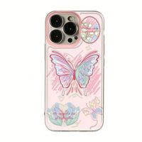 Étui de téléphone mignon pour fille avec motif de papillon rose pour iPhone 17 16 15 14 13 Pro Max 13 12 11 Pro XR XS MAX 7 8 Plus