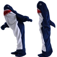 Nouveau requin et dauphin sac de sommeil dessin animé Animal une pièce pyjamas adultes/enfants flanelle maison couverture portable