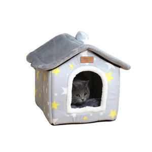 Luxury XL Foldable Cat <b>Bed</b> with Print Design Square Shape for Indoor Cats & Small Pets Arctic Wool Winter Use - Product Image 3
