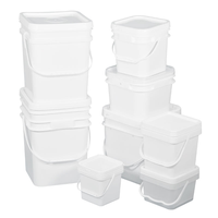 Seau carré en PP de qualité alimentaire de 20 L pour aliments pour animaux de compagnie, recyclable, avec couvercles, logo personnalisé, seaux de stockage alimentaire en gros
