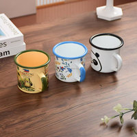 Mug en émail rétro personnalisé, design unique, style dessin animé, motif flamme de feu de camp moucheté, écologique, pour le camping et la rentrée scolaire – Vente chaude