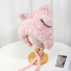 Gorro cálido de invierno con orejas de zorro, gorro de punto de animales de dibujos animados bonitos, Gorro con pompón, gorro de punto de lana para mujer - Product Image 5