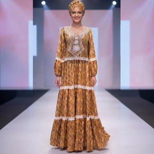 Robe longue pour femme musulmane, en rayonne imprimée, col en V, coupe classique, ornée de dentelle, motif floral africain, légère, de luxe, tenue traditionnelle d'été - Product Image 5