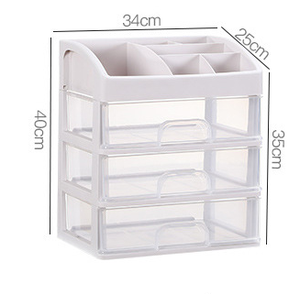 Bán buôn đa chức năng nhựa trong suốt Máy tính để bàn ngăn kéo 3 lớp trang điểm tổ chức mỹ phẩm lưu trữ đồ trang sức hộp container - Product Image 5