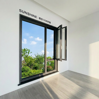 Ventana Abatible Moderna de Aluminio con Doble Acristalamiento para Apartamento, Resistente al Agua, al Viento y a los Ladrones, de Acero Inoxidable