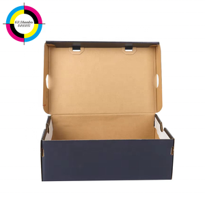 Boîte à chaussures en carton ondulé <span class=keywords><strong>noir</strong></span> estampé à chaud, boîte à chaussures en carton rigide, emballage de vente au détail pour baskets, bottes - Product Image 3