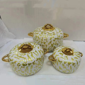 Lot de 3 casseroles isothermes rondes de grande capacité (1L, 2L, 3.5L) avec bouton doré, empilables, pour événements de célébration musulmane africaine et l'Aïd - Product Image 2