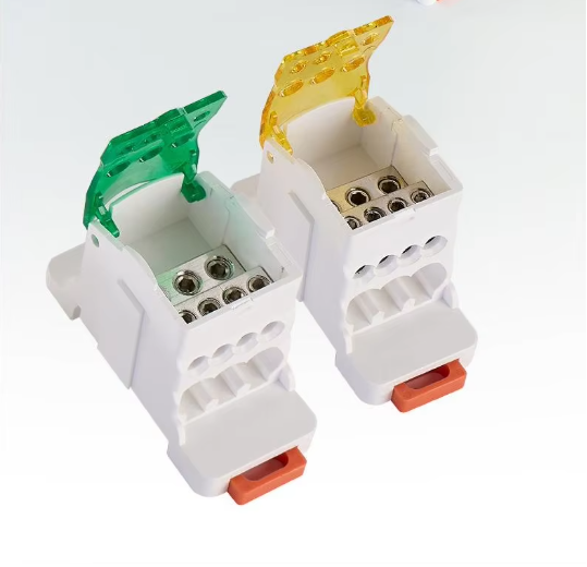 Modular Distribution Block with 125A-500A Capacity DIN Rail Terminal Block Connector Brass 690V Rated CE ROHS Certified