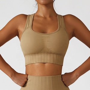 Soutien-gorge de <span class=keywords><strong>sport</strong></span> sans couture pour femmes, nouveau style, rembourré, solide, col rond, dos nageur, solide, <span class=keywords><strong>sport</strong></span> - Product Image 3