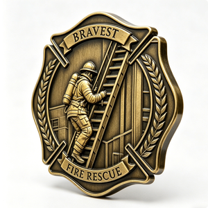 <b>Fire</b> Rescue Love Honor Duty Challenge Coin Zinc Alloy 3D Relief Commemorative Bravest Fireman Souvenir Gift - Product Image 4