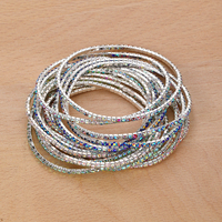Nouveau bracelet en strass coloré exquis et tendance, bracelet élastique multicouche empilable en cristal pour femmes, bijoux de mode