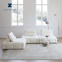 Zayshine Canapé de Salon Moderne Nordique 3 Places en Tissu Velours Blanc Crème, Ensemble Modulable à Combinaison Libre pour Villa, Designer