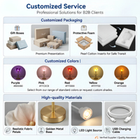 Lampu LED Pot Bunga Awan Planet - Bunga Teratai Buatan - Tipe Sentuh - Versi Pengisian Daya USB
