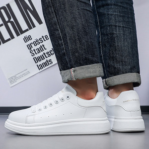 New Men's Solid White <b>Sneakers</b> Spring Thick-soled Lightweight Anti-slip Height-increasing Casual Couple's <b>Sneakers</b> Students 2025 - Product Image 3