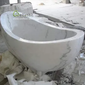 白いカララ大理石の浴槽シャワーパン