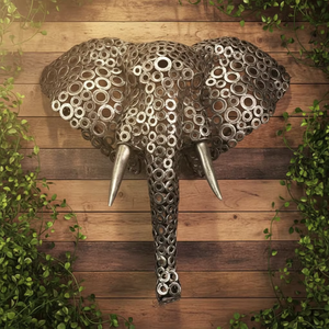 <span class=keywords><strong>Scultura</strong></span> <span class=keywords><strong>da</strong></span> Parete Moderna in Stile Retrò a Forma di Testa di Elefante, in Ferro Intagliato e Inciso, per Decorazione Domestica - Product Image 4