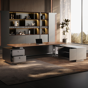 Italian high-end boss's office <strong>desk</strong>, simple, modern, light luxury, senior CEO's office, <strong>large</strong> <strong>desk</strong> - Product Image 4