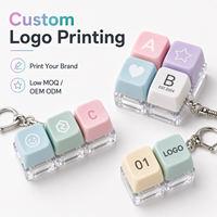 Custom Printing Logo Creative LED Keycap Fidget Clicker Keychain Stress Relief Toy Multiple Colors Available