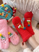Chaussettes d'hiver en peluche, design monstre 3D amusant, douces, confortables, antidérapantes, chaussettes d'intérieur, chaussettes de maison douces et chaudes